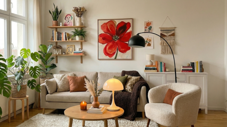 aesthetic living room with lamps in about page