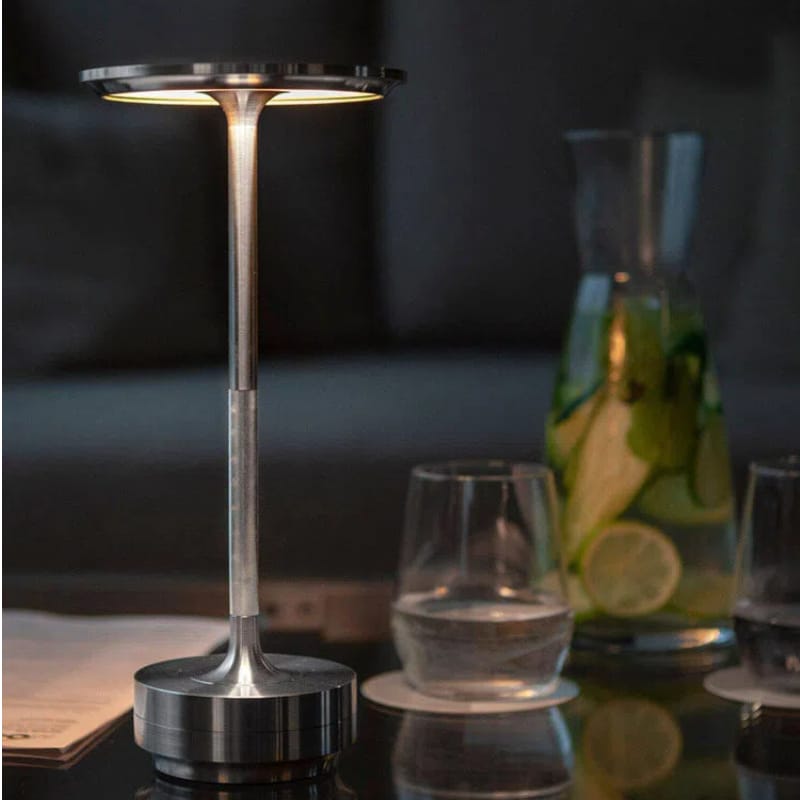 Rechargeable cordless table lamp on dining table