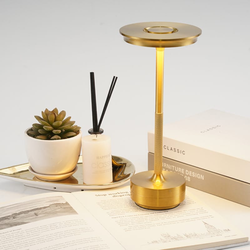 Rechargeable cordless gold table lamp with touch control
